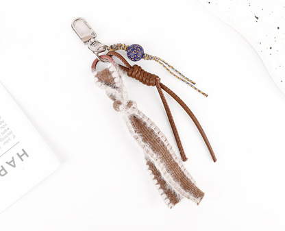 Bohemian handbag accessory with wooden bead details