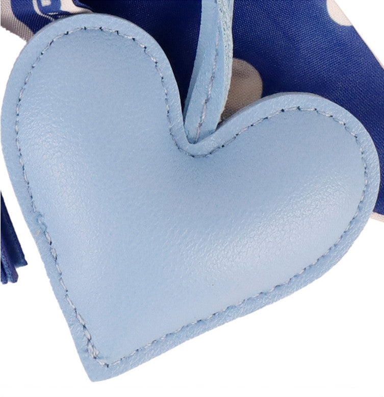 Handmade navy scarf bow charm for handbags