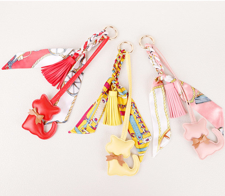 Handmade cat keychain charm for bags and backpacks