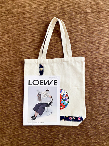 Practical canvas bag with original textile art for a sewing lover's special occasion.