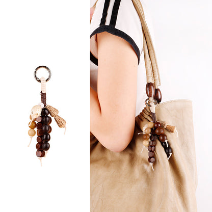 Boho inspired natural bead charm for an everyday handbag