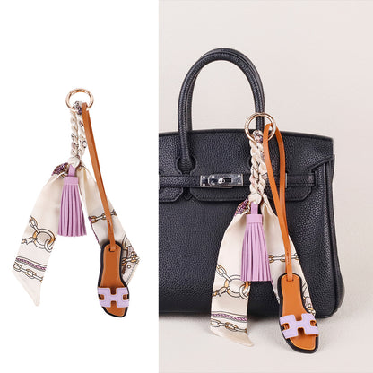 Small leather charm for keys and bag handles