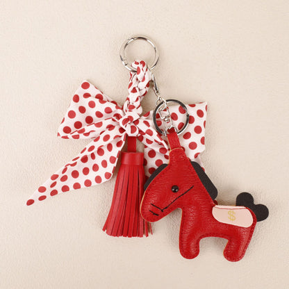 Red spotted bow keyring with decorative hanging details