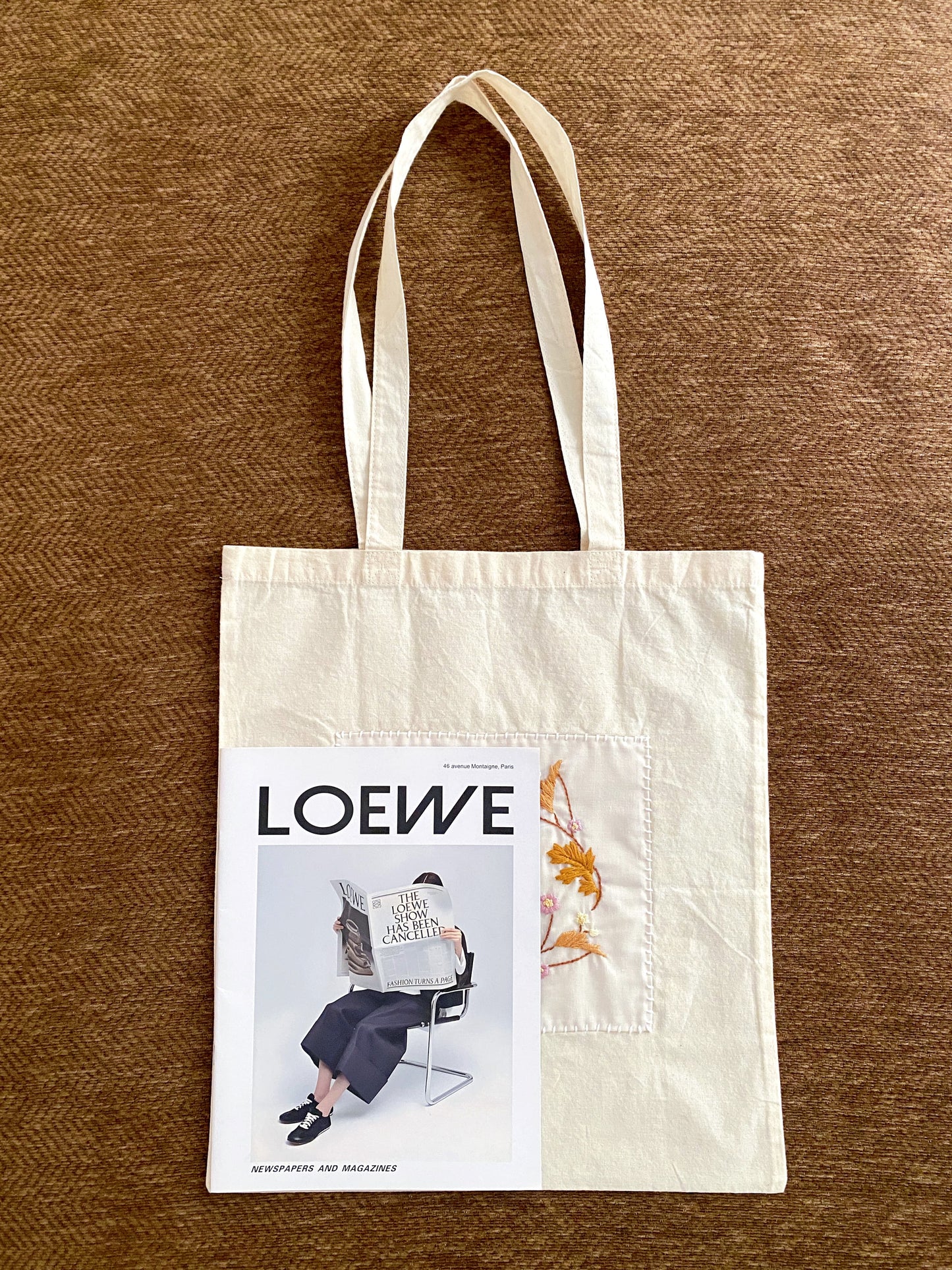 Original hand embroidered tote bag for a friend who appreciates handmade design