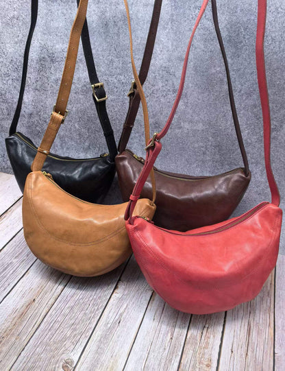 Adjustable leather crossbody purse for browsing local shops