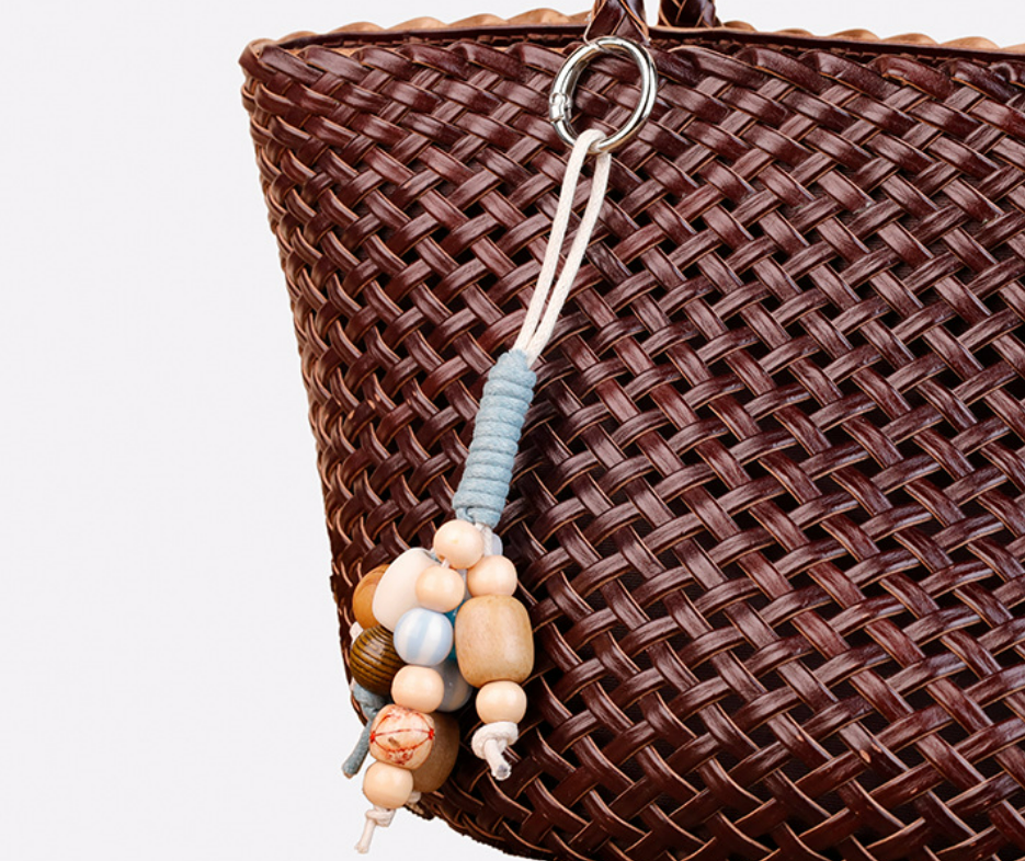 Natural stone beaded charm for a purse, tote or backpack