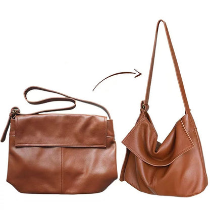 Vintage Soft Leather Shoulder Bag with Adjustable Strap for Women’s Daily Activities