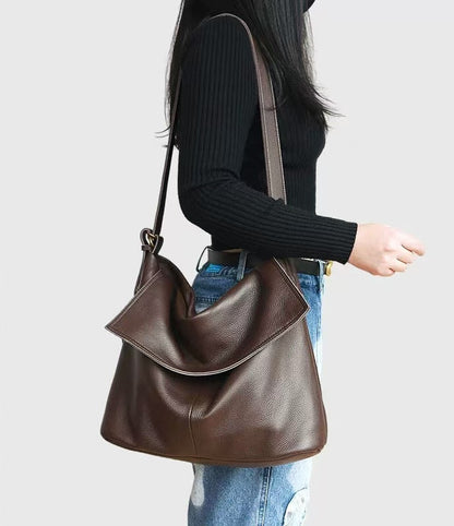 Soft Leather Women's Shoulder Bag with Adjustable Strap for Work and Leisure