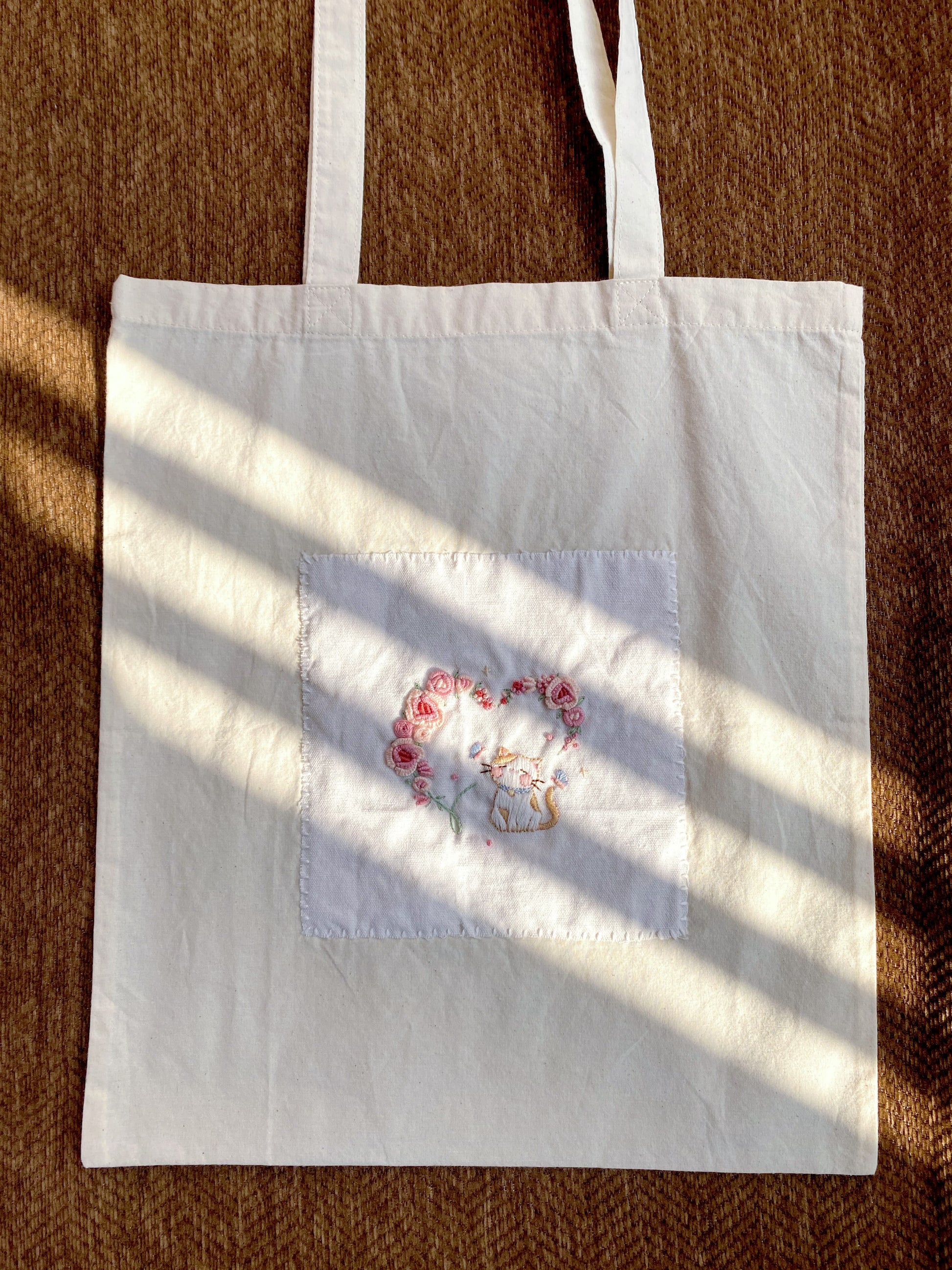 Hand embroidered tote bag as a thoughtful present for her
