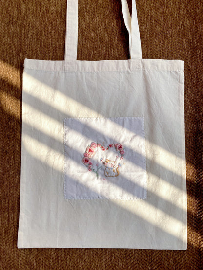 Hand embroidered tote bag as a thoughtful present for her