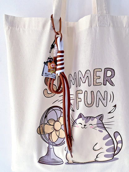 Sustainable cotton tote showcasing the beauty of irregular hand-printed cats.