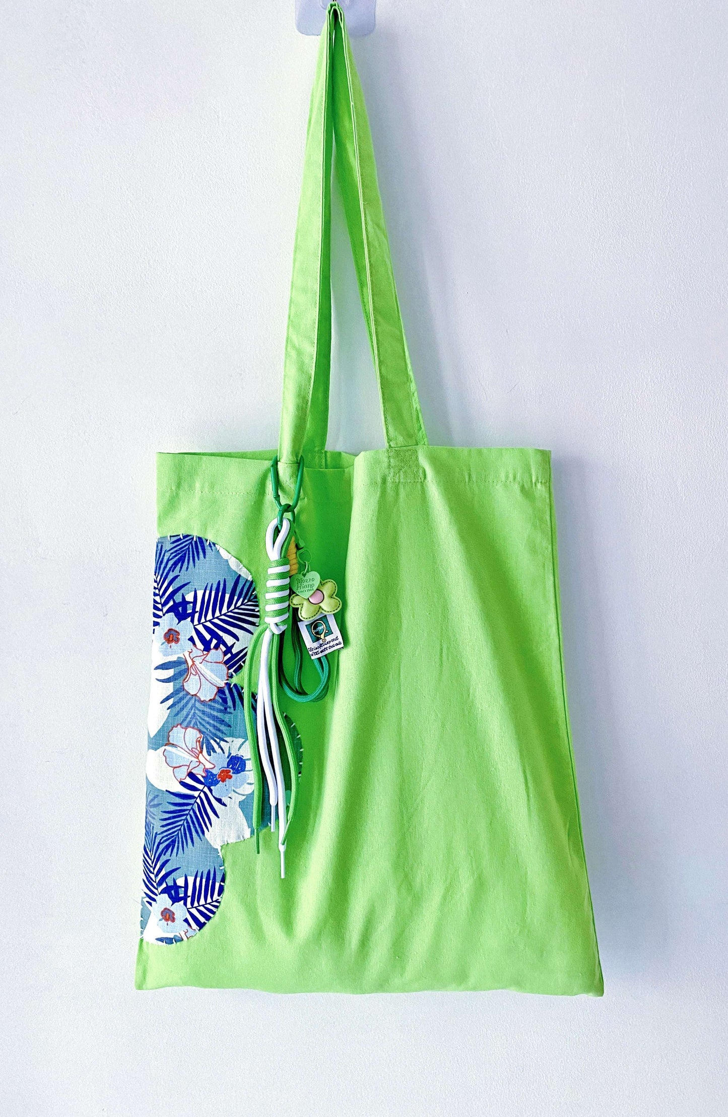 close-up of stitched patchwork detail with a slightly imperfect finish