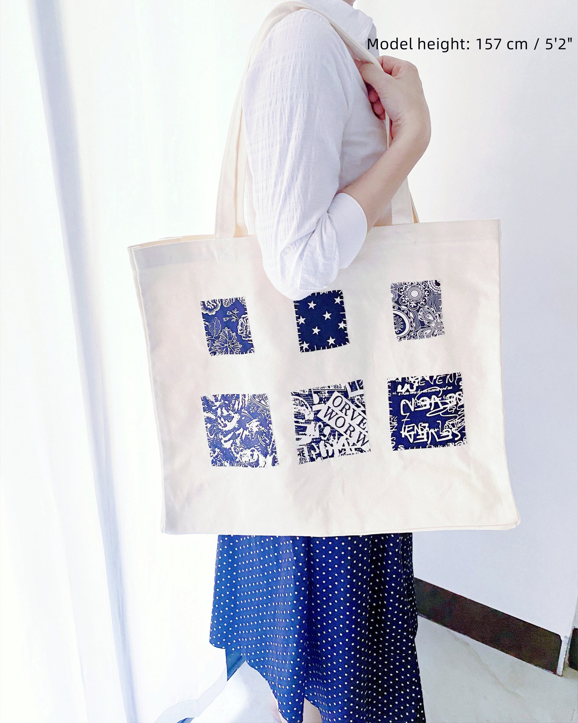 Searching for a unique yet functional bag? This large canvas tote with patchwork design is built for those who appreciate sustainable, handmade craftsmanship.