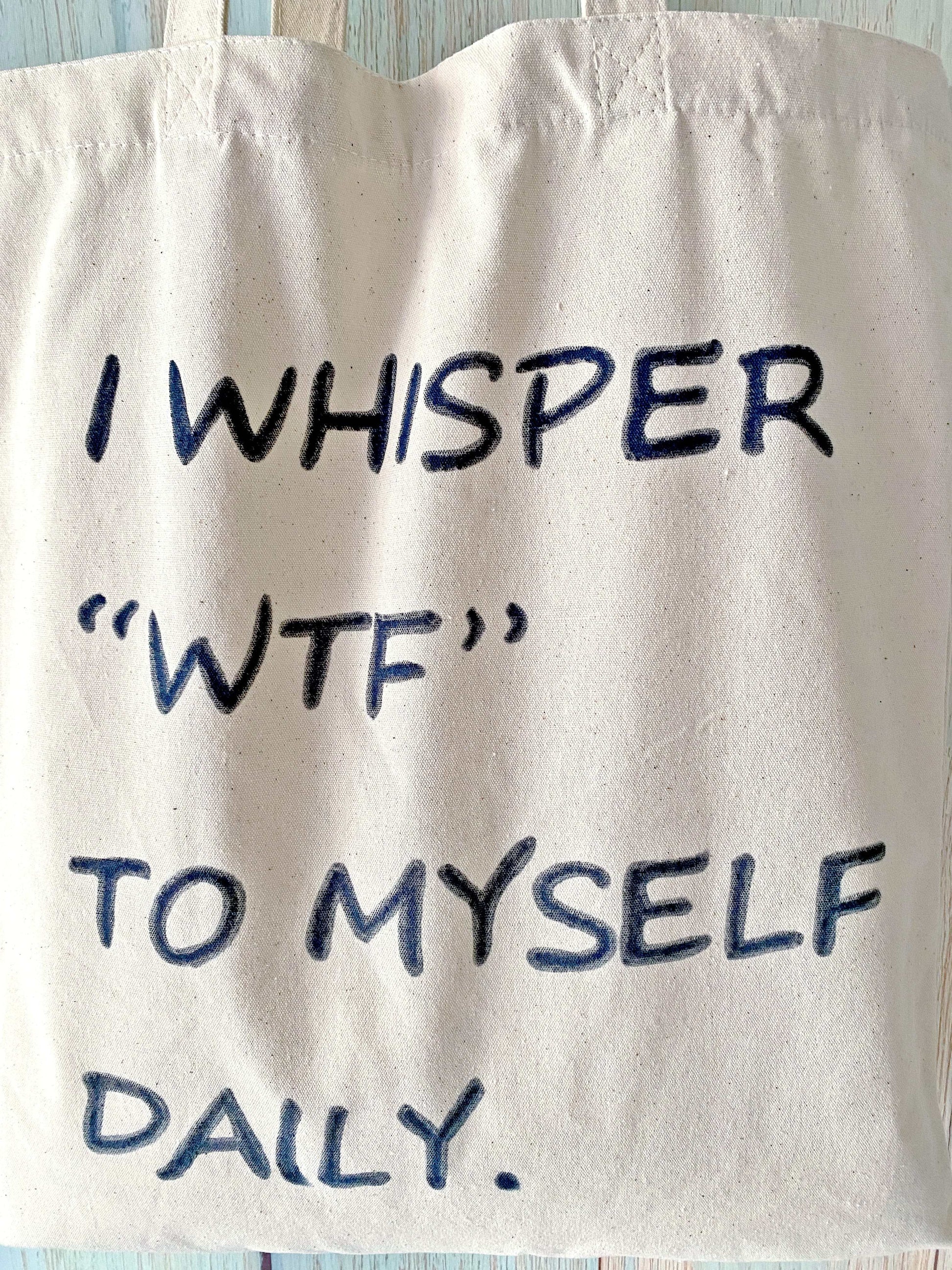 eco-conscious canvas tote bag with hand-lettered phrases for gift seekers