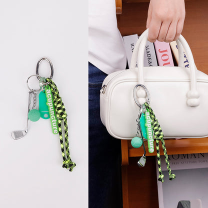 Green bag charm idea for someone who loves casual style