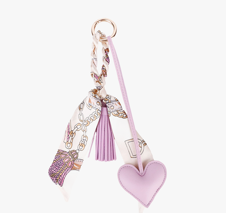 Handmade PU leather bag charm with tassel