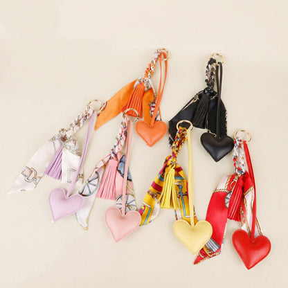 Handmade heart pendant with scarf and tassel