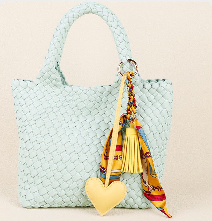 Decorative heart charm for tote bags with tassel