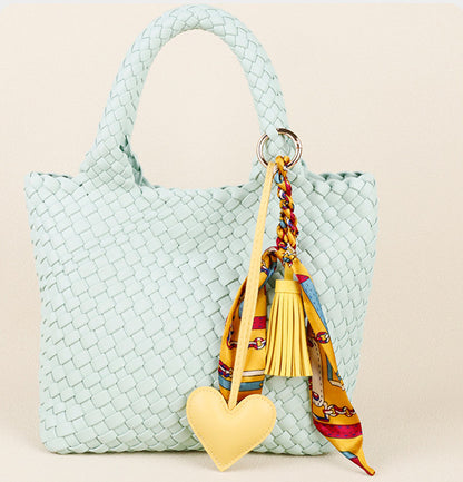 Decorative heart charm for tote bags with tassel