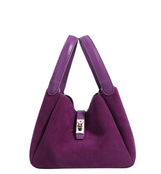 Women’s Leather Suede Bucket Bag for Work and Casual Outings