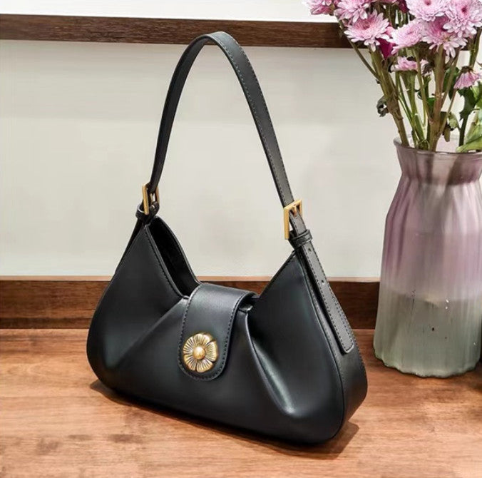 Small Leather Shoulder Bag for Women with Detachable Crossbody Strap