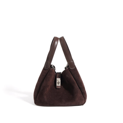 Handmade Leather Suede Bucket Bag