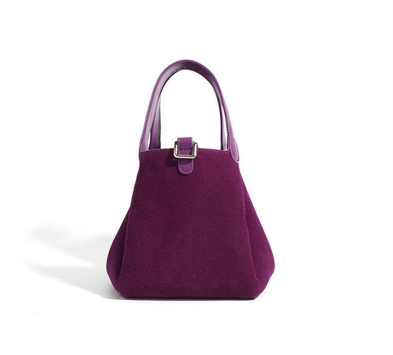 Suede Leather Shoulder Bucket Bag for Women