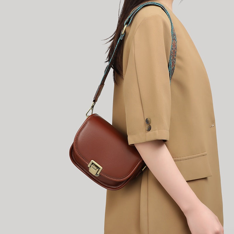 High-Quality Ladies' Soft Leather Crossbody Bag with Unique Lock Woyaza