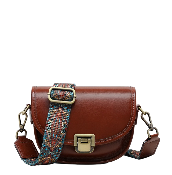 Genuine Leather Ladies Crossbody Bag with Unique Lock Design Woyaza