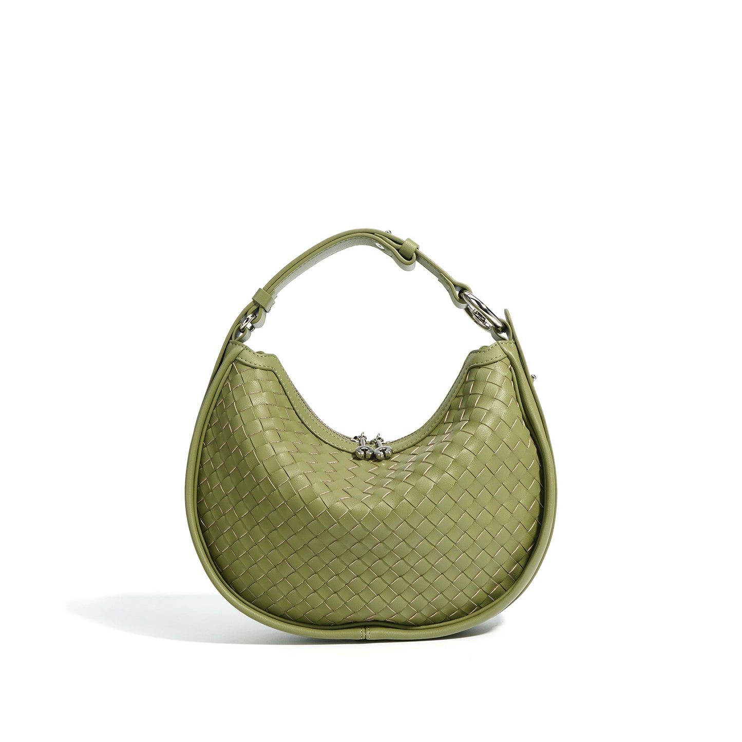 Leather Shoulder Bag with Braided Detail