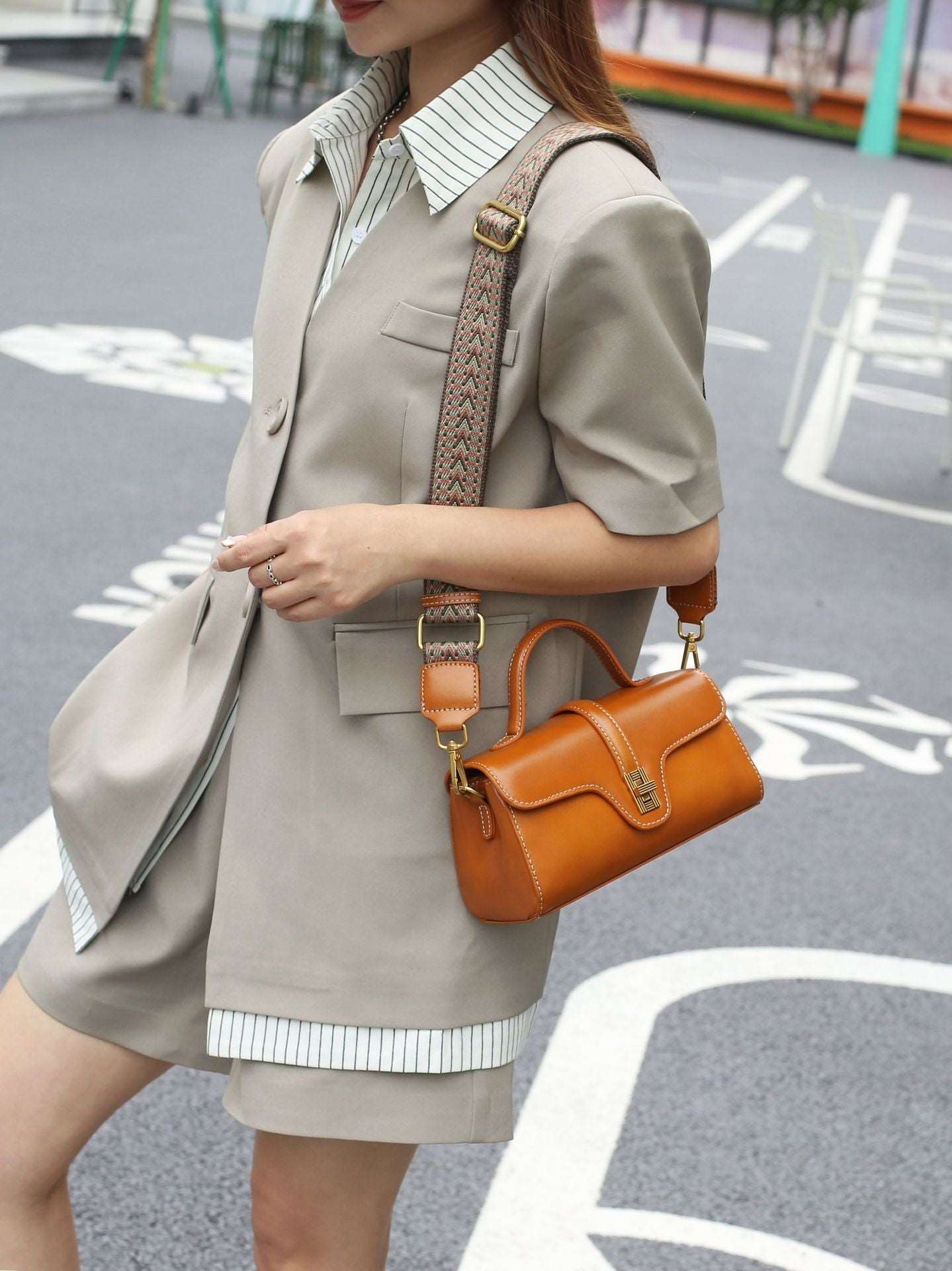 Classic Leather Top Handle Bag for Ladies