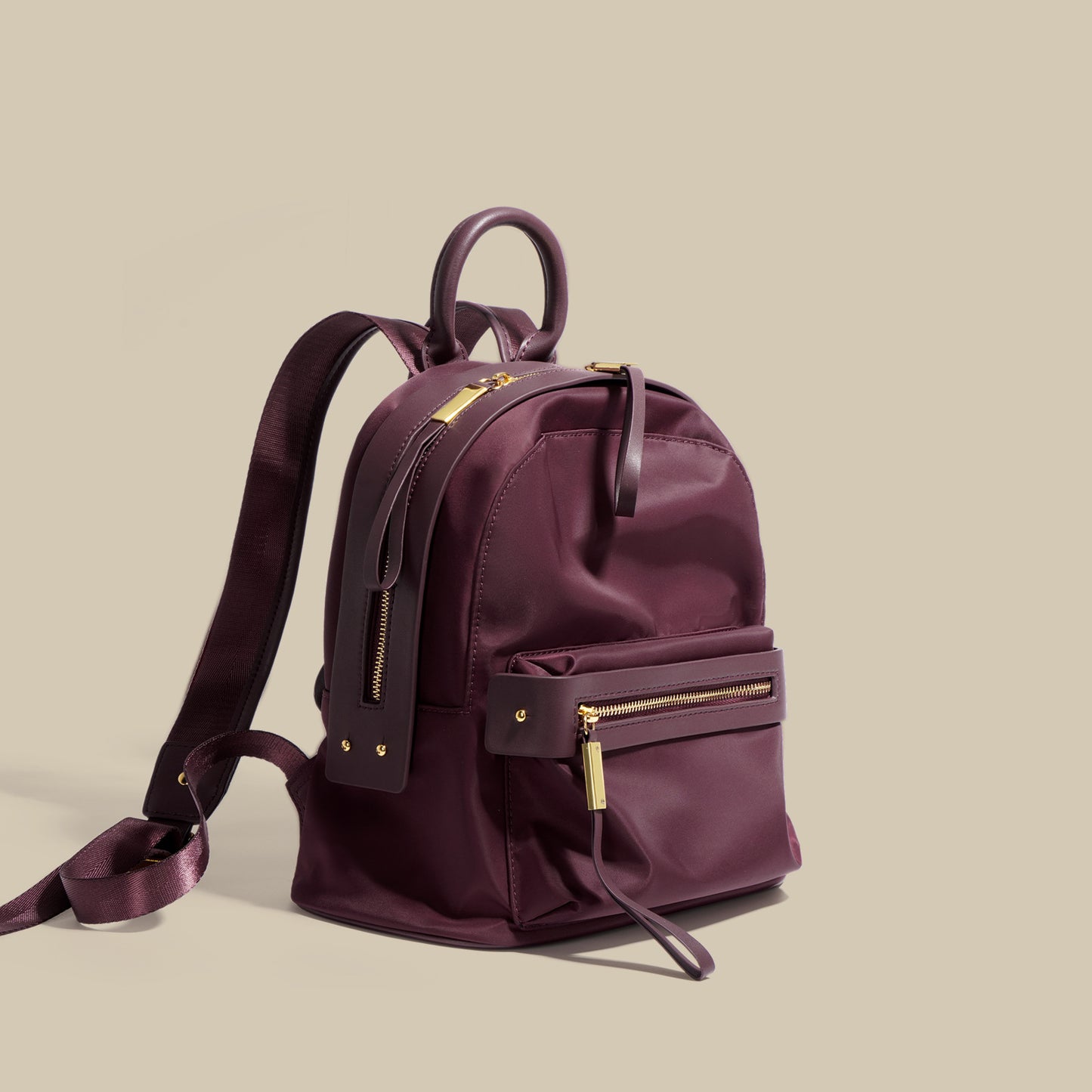 Leather Nylon Backpack