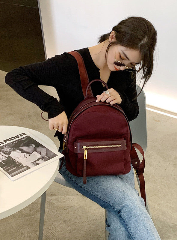 Elegant Women’s Nylon Leather Backpack for Office and Travel