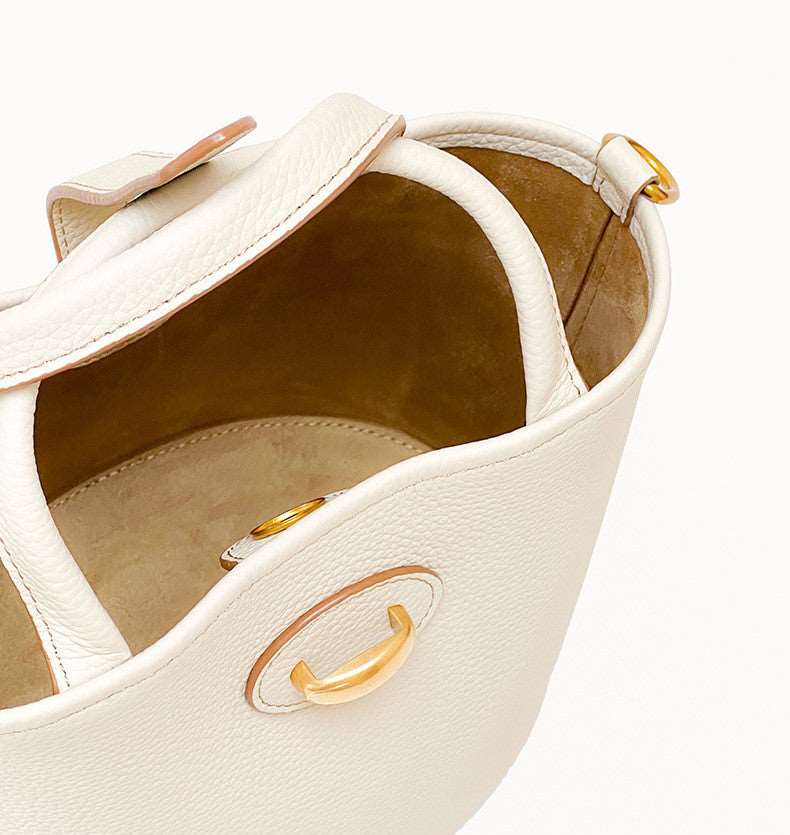 Luxurious Soft Leather Bucket Crossbody Bag Woyaza