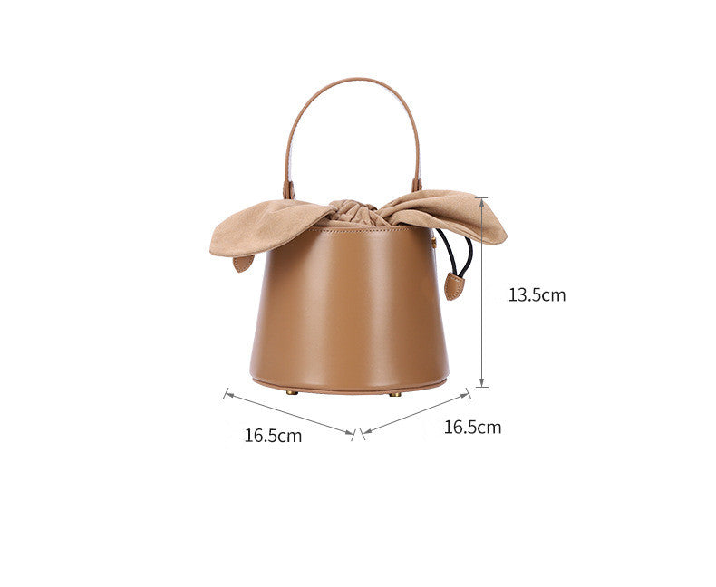Handcrafted Genuine Leather Mini Round Bucket Bag Crossbody Purse woyaza