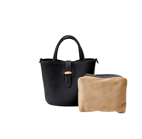 Sophisticated Leather Bucket Shoulder Bag Woyaza