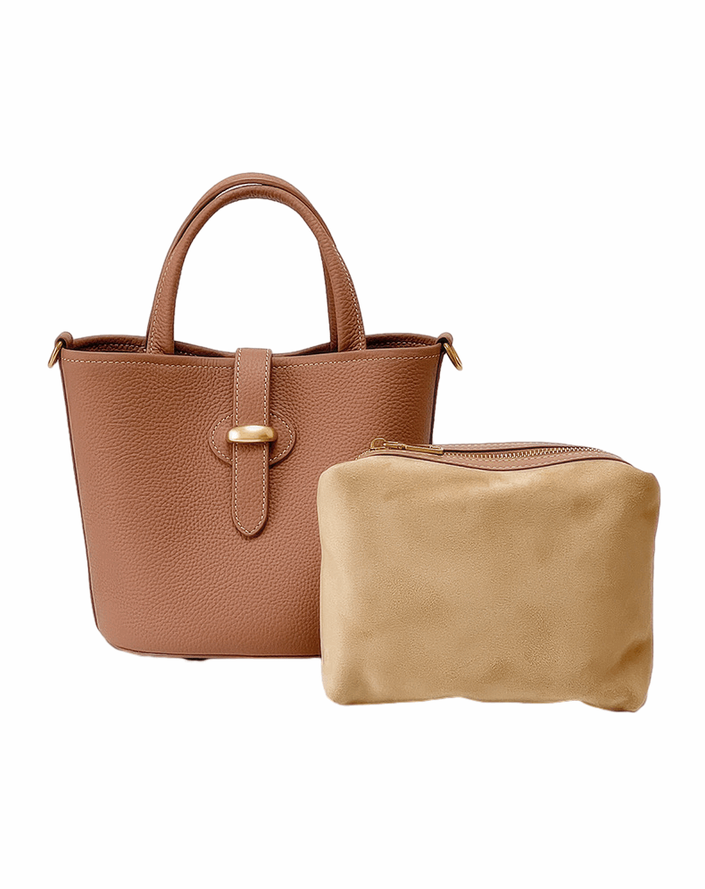 High-Quality Leather Shoulder Tote with Zip Pocket Woyaza