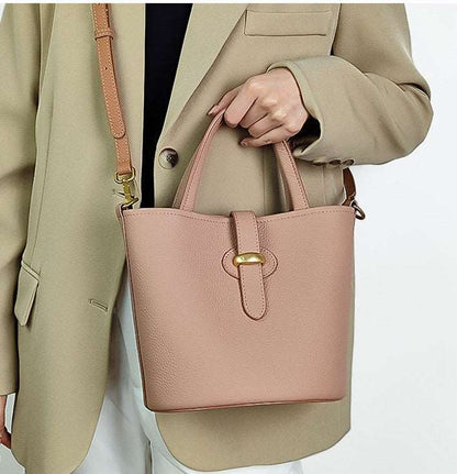 Luxurious Soft Leather Bucket Handbag Woyaza