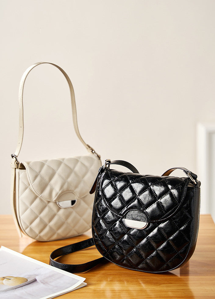 Ladies Fashion Diamond Grid Leather Shoulder Bag
