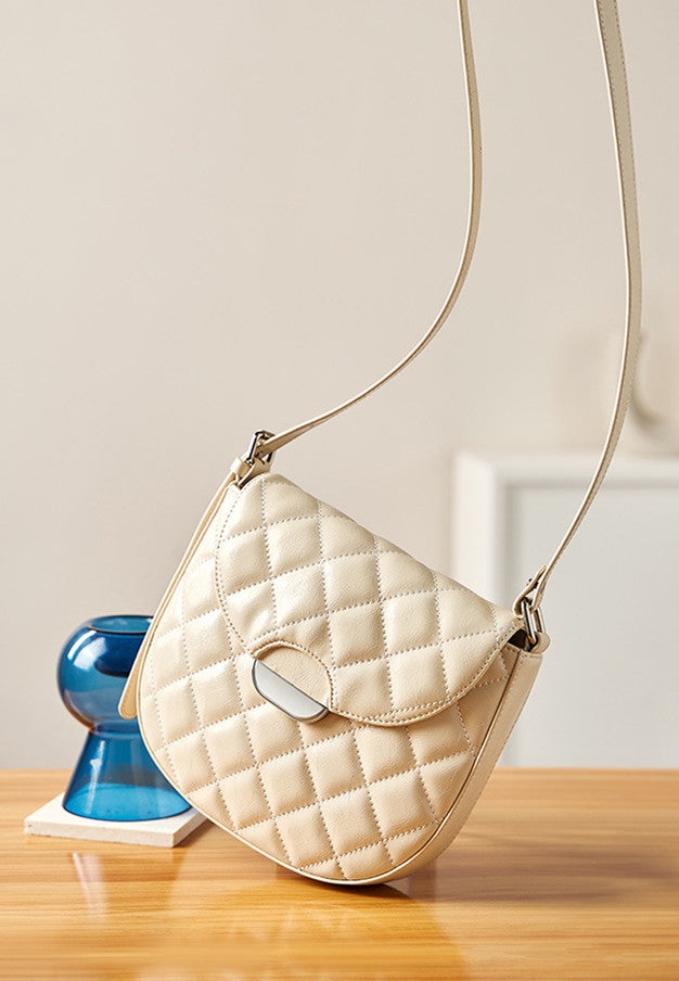 Fashionable Grid Design Leather Handbag