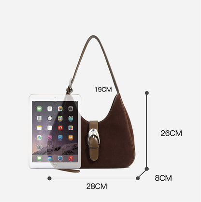 Versatile Suede Leather Handbag for Office and Weekend Use