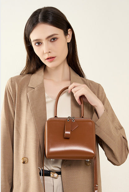 Versatile Leather Handbag for Women with Detachable Strap