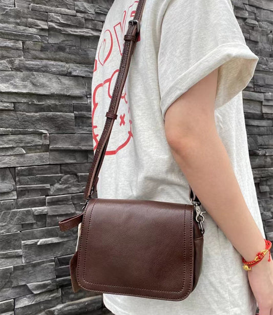 Minimalist Vintage Italy Leather Crossbody Bag