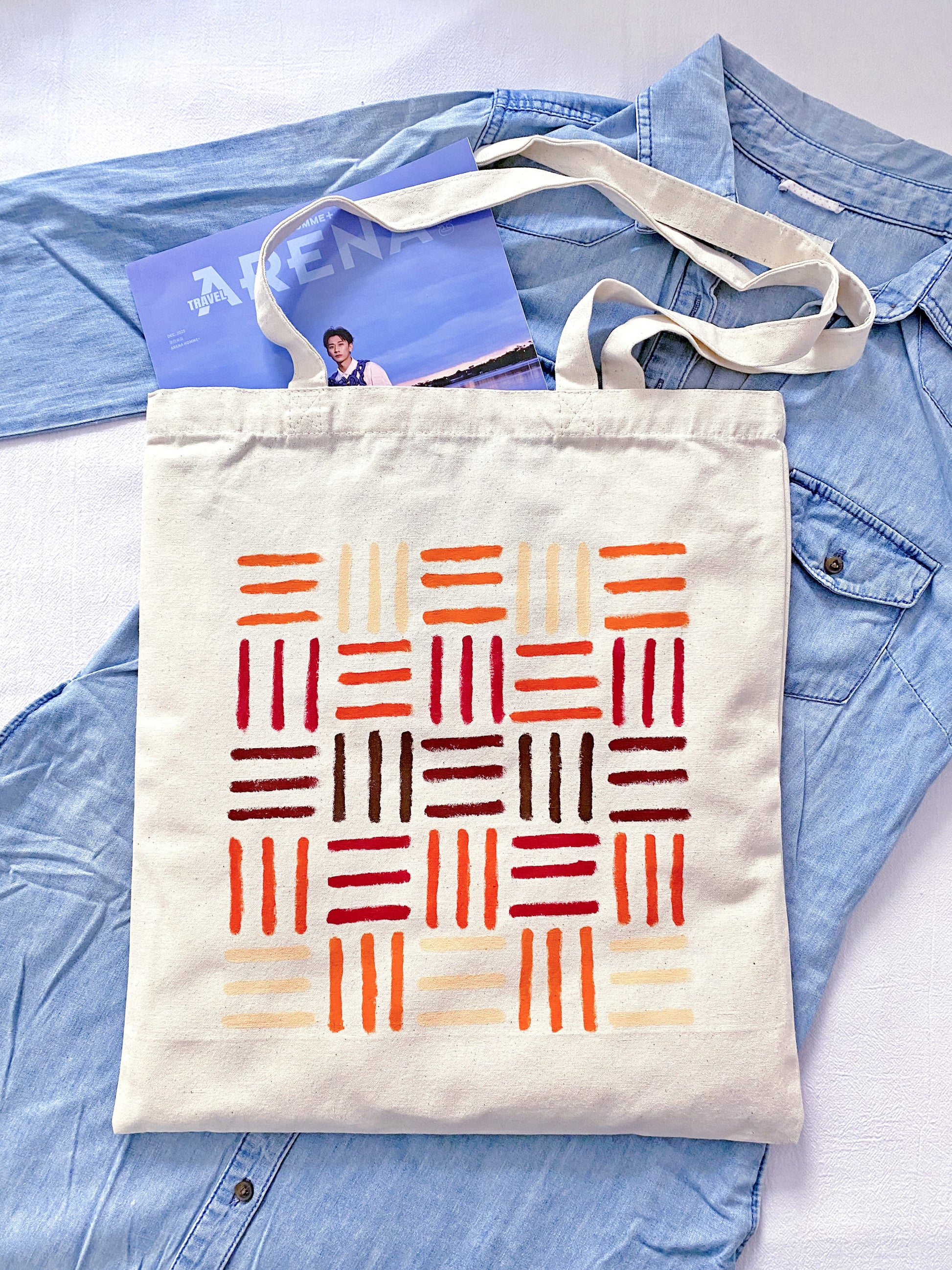 roomy everyday canvas tote with artistic sketch detail