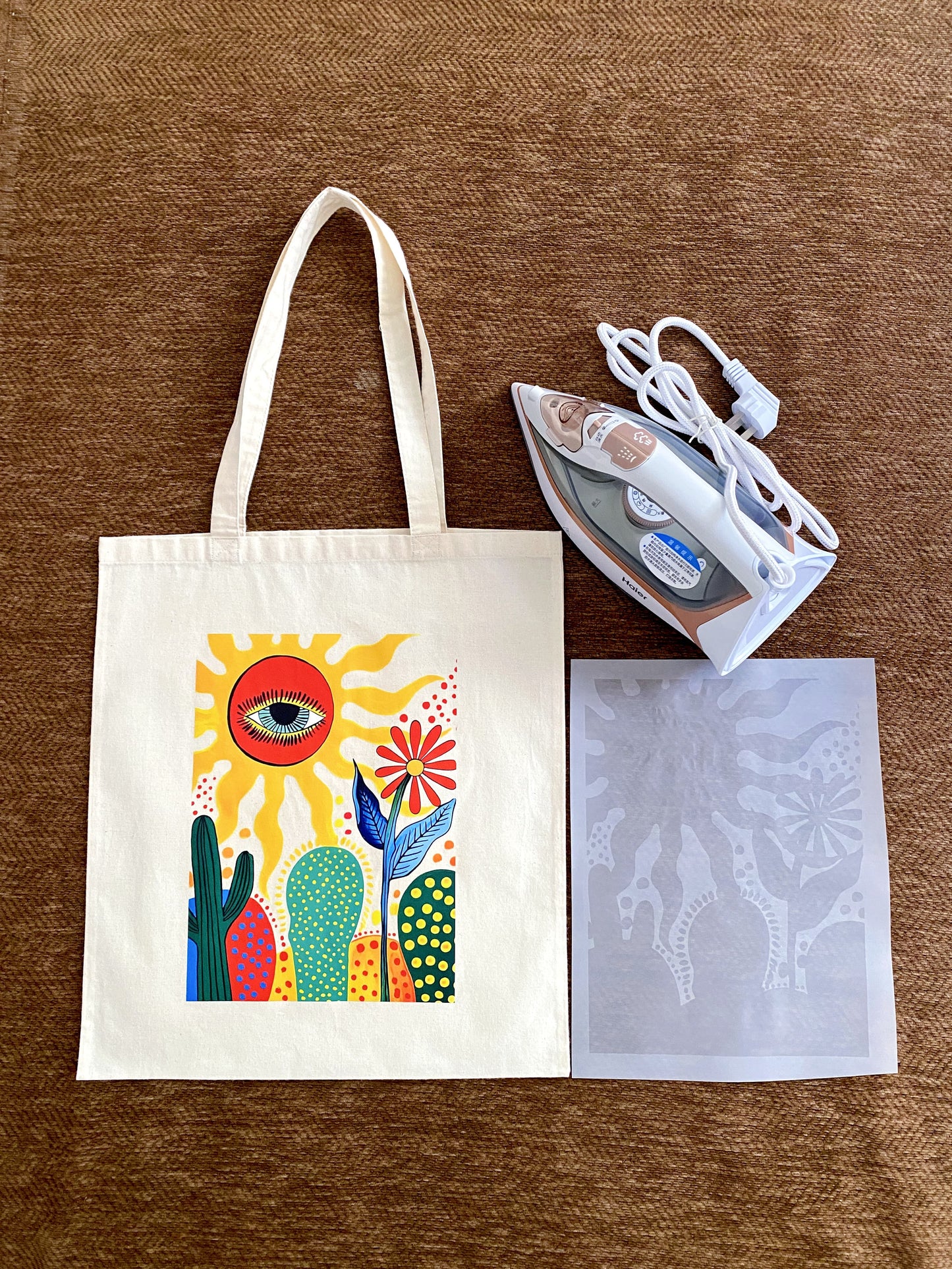 Soft fabric carryall prepared for an eco conscious friend.