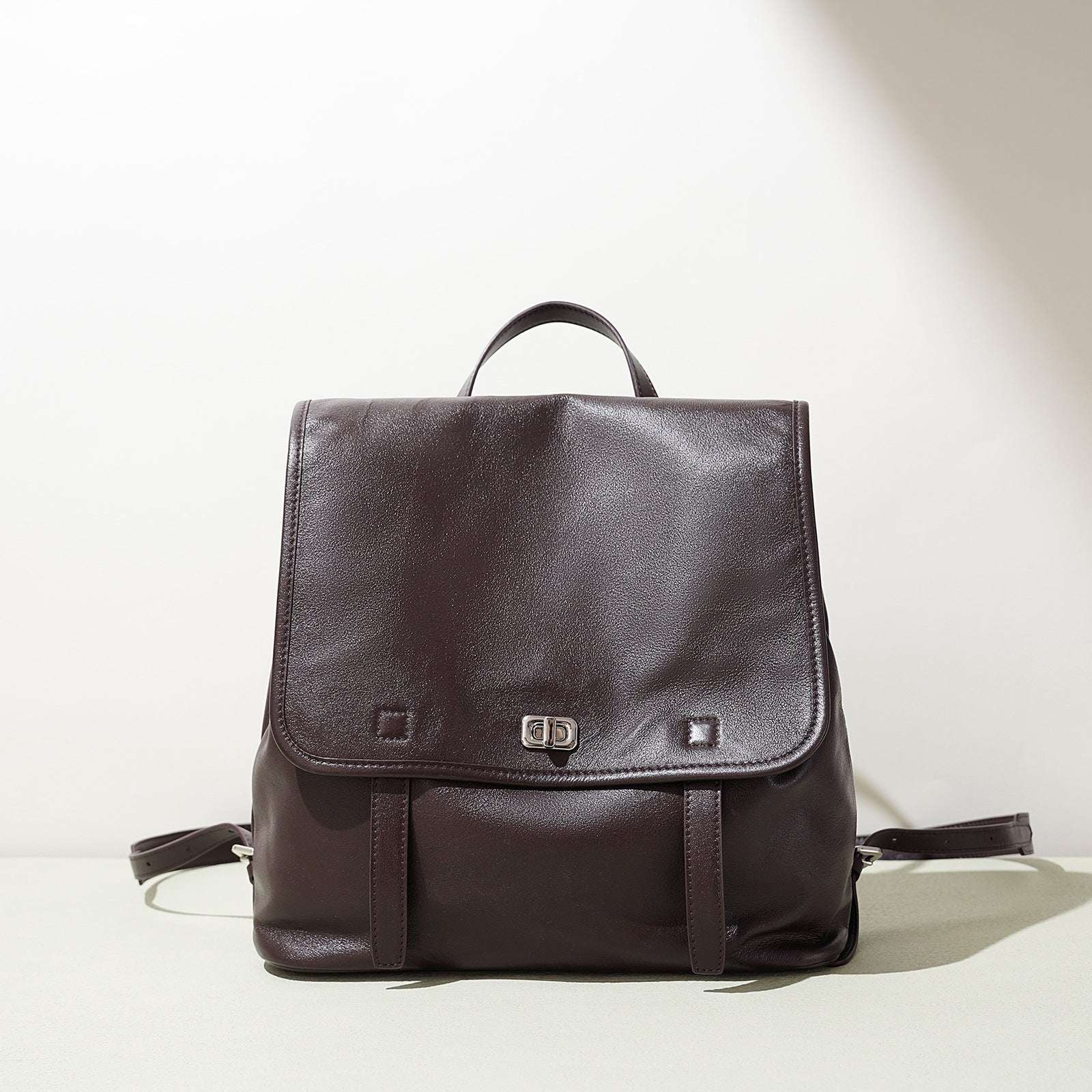neutral tone leather backpack for minimal look