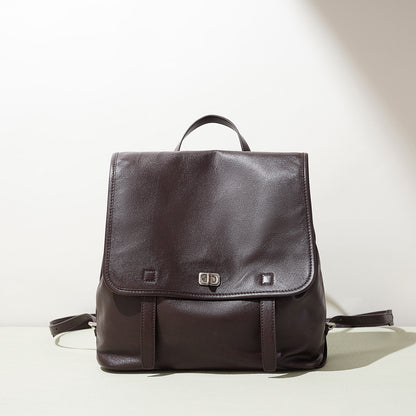 neutral tone leather backpack for minimal look