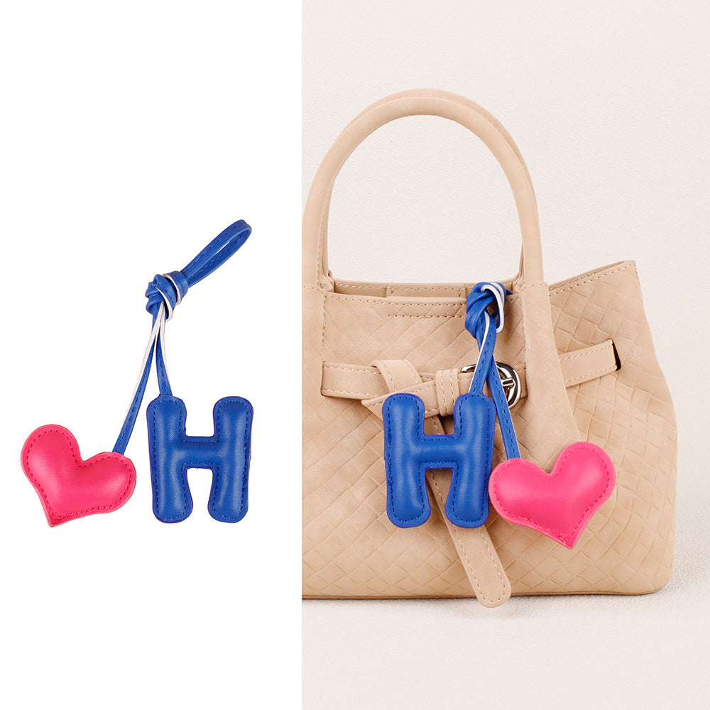 Tiny leather heart charm for a purse handle