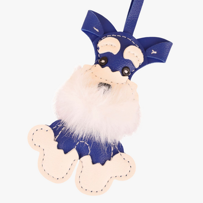 Handmade Christmas Schnauzer puppy bag charm with soft plush details