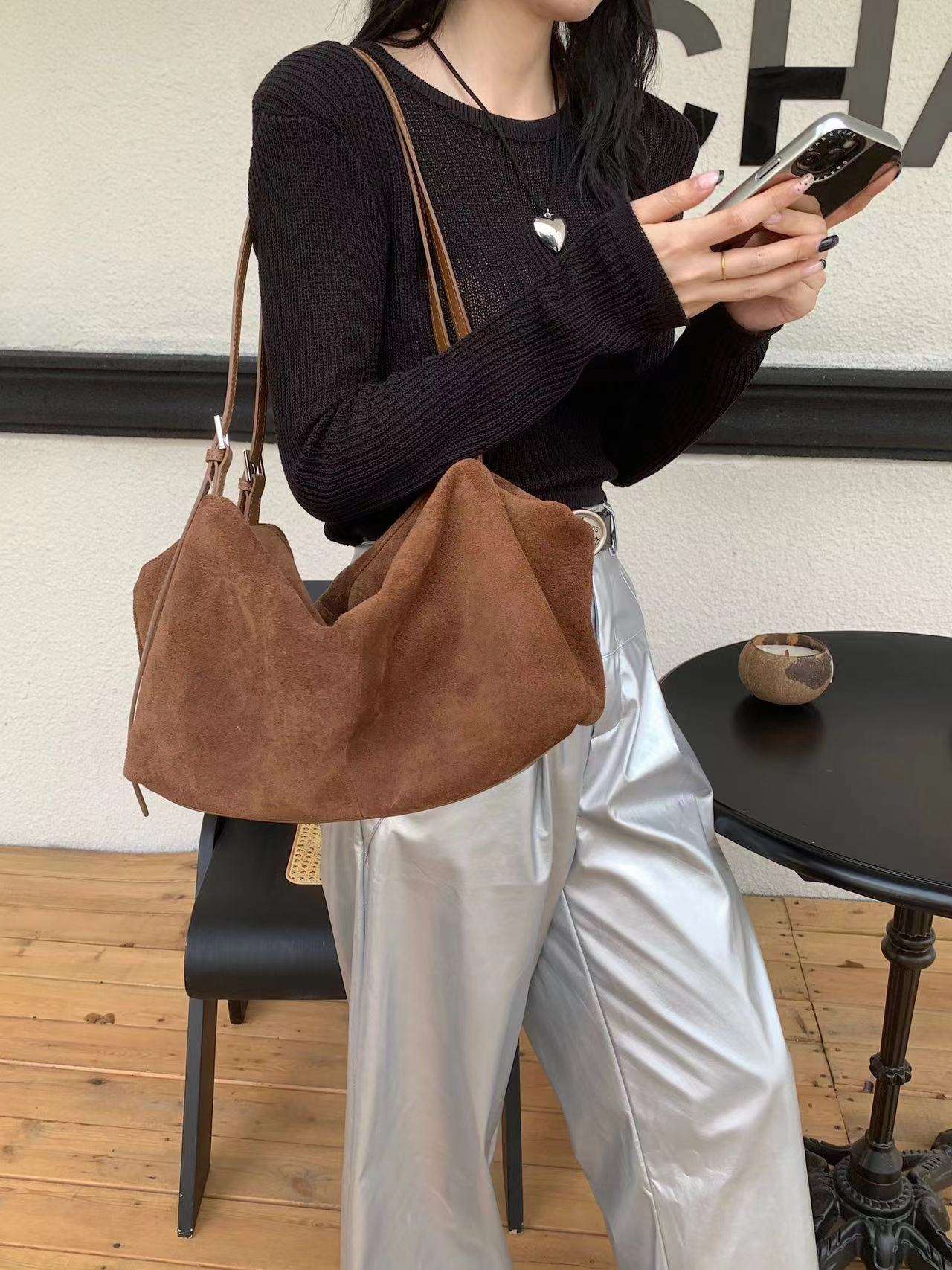 neutral tone leather carryall